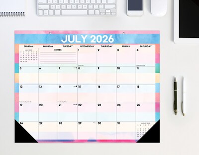 2026-2027 Willow Creek 22" x 17" Academic Monthly Desk Pad Calendar, Watercolor Stripe (64733)