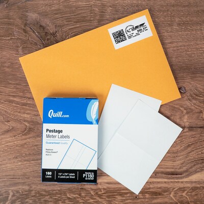 Quill Brand® Postage Meter Self-Adhesive Labels, 1-1/2" x 2-3/4", White, 160 Labels/Pack (P1160)