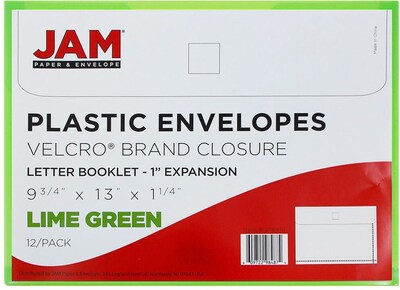 JAM Paper Premium Plastic Document File, Letter, Lime Green, 3/Pack (218V1LIX3)