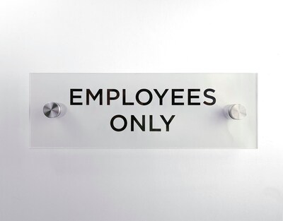Cosco Employees Only Indoor Wall Sign, 3 x 9, Acrylic Clear (098530)