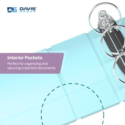 Davis Group, 1.5", 8.5" x 11", Round Ring View Binder, Assorted Pastel Colors, 6/Pack (7412-88-04)