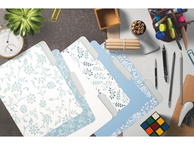 Better Office Floral & Paisley Heavy-Duty File Folders, 1/3-Cut Tab, Letter Size, Paper Stock, 18/Pack (80032-18PK0)