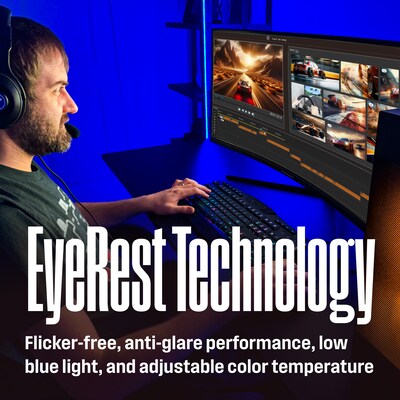 Westinghouse Ultrawide 34" Curved WQHD 180Hz LED AMD FreeSync Gaming Monitor, Built-In Speaker, Black (WC34BX6250)