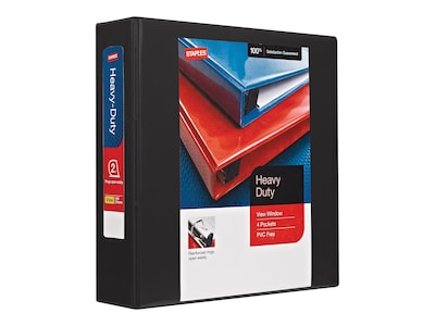 Staples Heavy-Duty 2-Inch 3-Ring View Binder, Durable Binder for Office & School Storage, Black