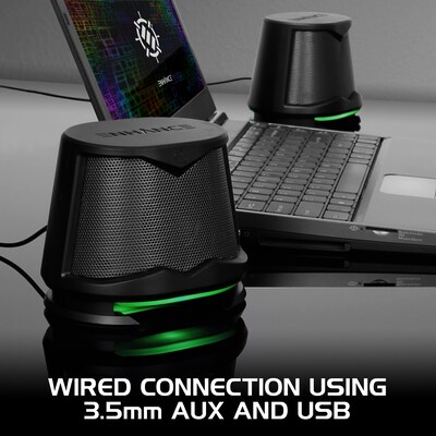 ENHANCE SB2 Computer Speaker System, Black/Green LEDs (ENPCSB2100GNWS)