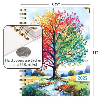 2027 Excello Brands 9" x 11" Weekly & Monthly Standard Planner, Paperboard Cover, Tree Seasons (FSHN-CY27-8511-20)