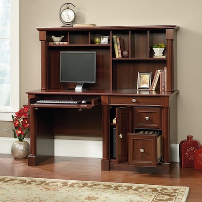 Sauder Palladia 59"W Computer Desk with Hutch, Select Cherry (420513)