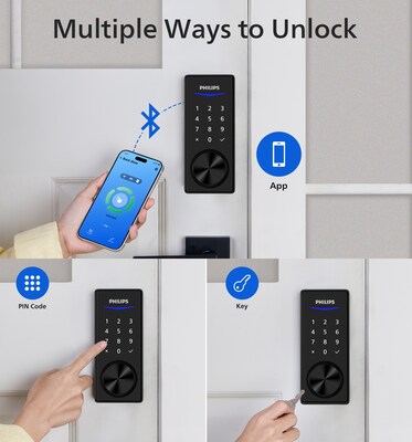 Philips Bluetooth Touchscreen Smart Deadbolt with Wi-Fi Bridge & Handle – Satin Nickel