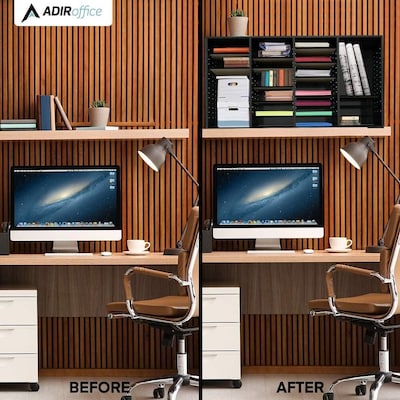 AdirOffice 500 Series 36 Compartment Literature Organizers, 39.3" x 11.8", Black, 2/Pack (500-36-BLK-2PK)