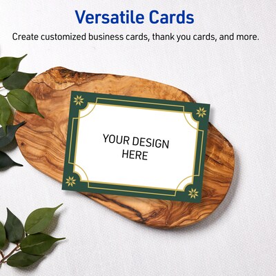 Avery Gold-Green Border General Use Blank Cards, White, 20/Pack (S00-FDG)