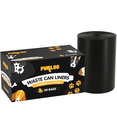 Furloo Heavy Duty Pet Waste Disposal Bag, 13 Gallon, Black, 50 Total Bags (FLO22)