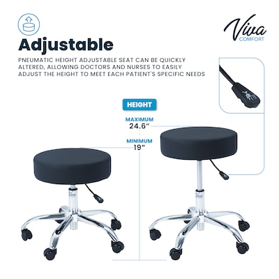Viva Comfort Armless Vinyl Medical and Lab Stool, Black (ADI910-01-BLK-MK)