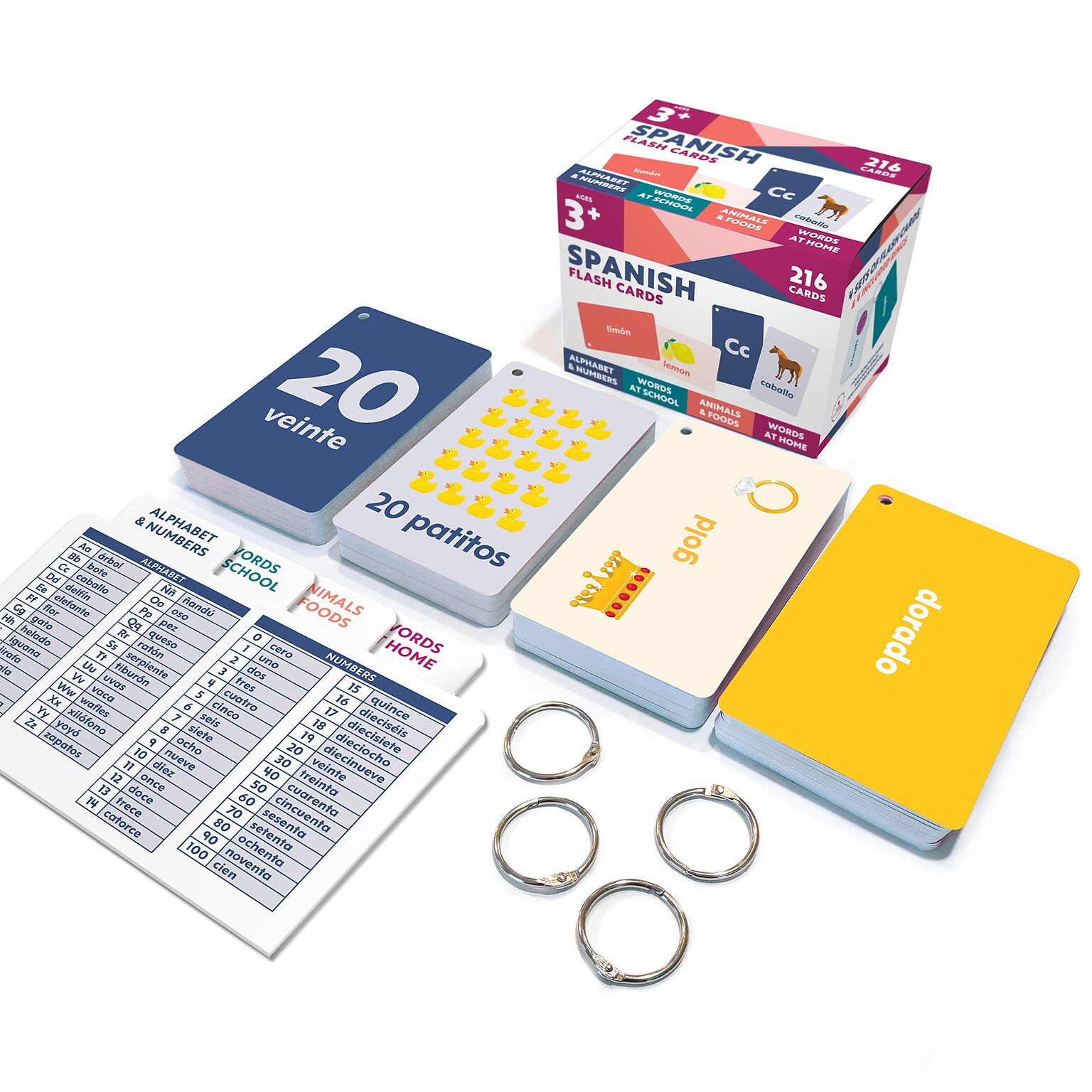 Carson Dellosa Education Spanish Flash Cards, 216/Pack (CD-734109)