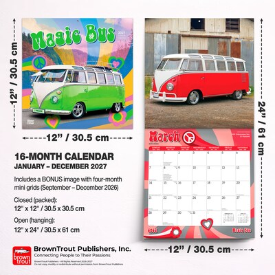 2027 BrownTrout Magic Bus 12" x 12" Monthly Wall Calendar (9798330711239)