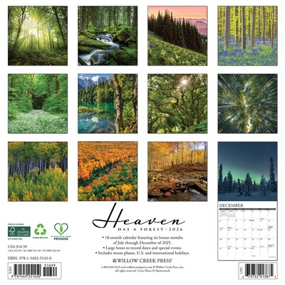 2026 Willow Creek Heaven Has a Forest 12 x 12 Monthly Wall Calendar (51450)