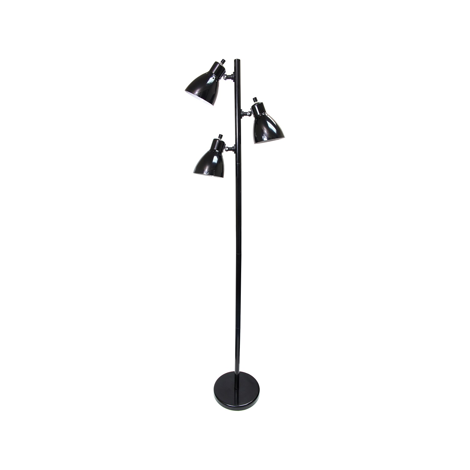 Creekwood Home Essentix 64 Metal Floor Lamp with Cone Shades (CWF-3002-BK)