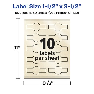 Avery Pearlized Ivory Decorative Edge Multipurpose Labels, 1.5" x 3.5", Ivory, 500/Box (94122)