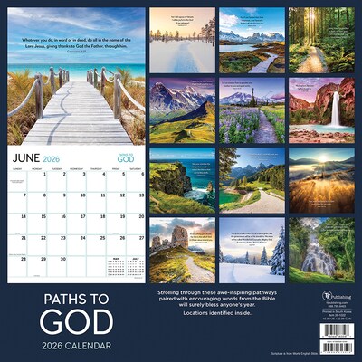 2026 TF Publishing Paths to God 12" x 12" Monthly Wall Calendar (26-1022)