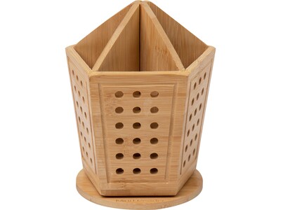 Mind Reader 5-Compartment Bamboo Pen Holder, Light Brown (LAT5SEC-BRN)