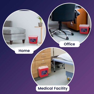ProHeal Large Sharps Containers for Home Use, 5.4 Quart Needle Disposal for Biohazard Medical Waste, 3/Pack (PH-16386H)