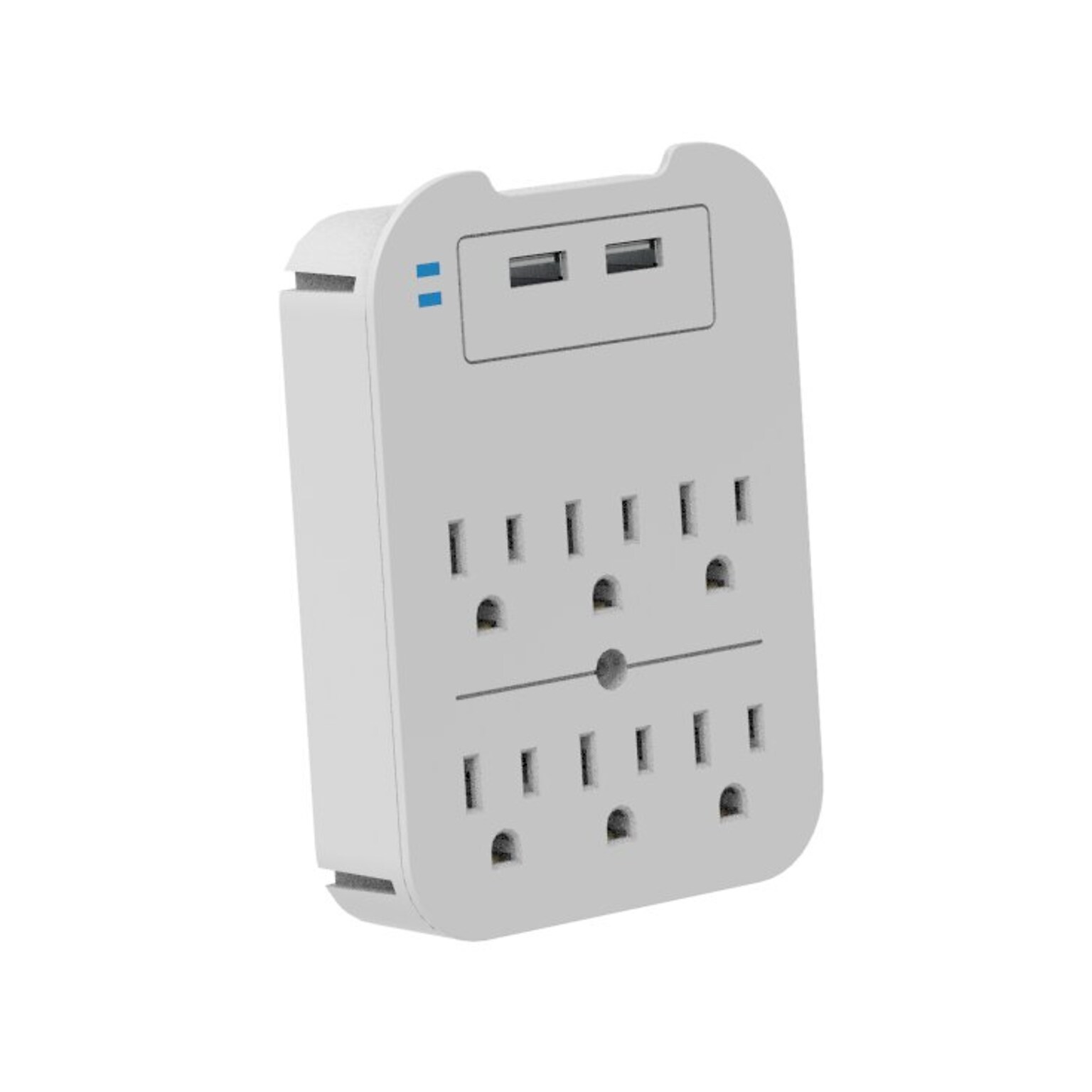 LAX 6-Outlet Surge Protector with 2 USB Ports, White