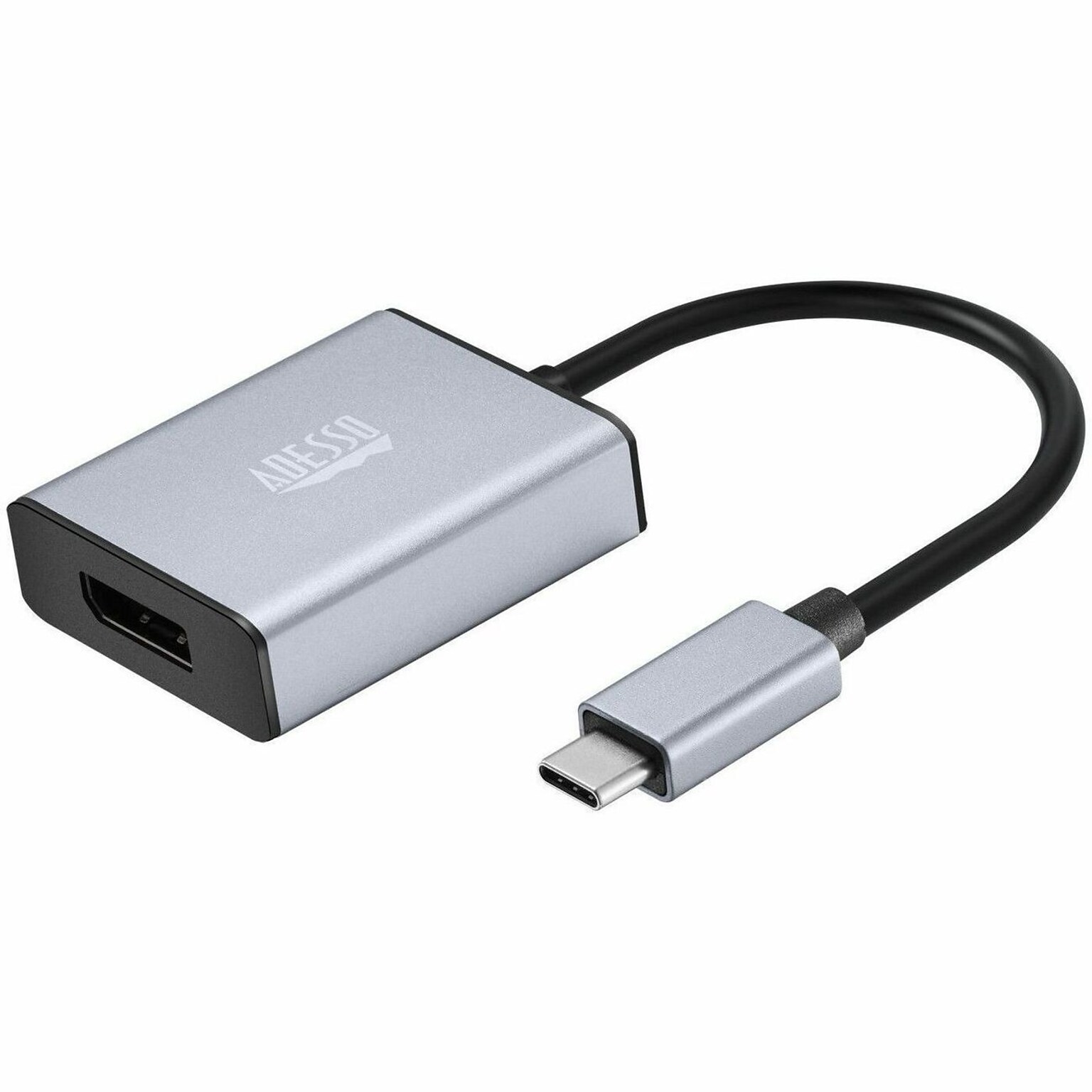 Adesso CyberHub 5030 USB-C to Display Port Digital Audio/Video Adapter, Male to Female, Black/Silver (AUH-5030)