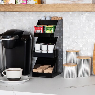 Mind Reader 5-Compartment Coffee, Tea, Utensil and Condiment Countertop Organizer, Black (3TCORG-BLK