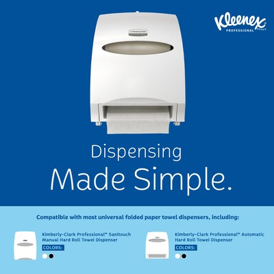 Kleenex Essential Plus+ Recycled Hardwound Paper Towels, 1-ply, 600 ft./Roll, 6 Rolls/Carton (50606)