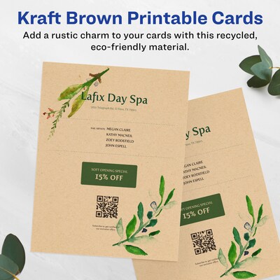 Avery Integrated Cards, 8.5 x 11, Matte Kraft Brown, 50/Box (95282)