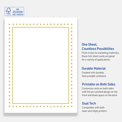 Avery Gold Border with Gold Dots Matte Blank Card, White, 10/Pack (S00-DPE)