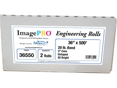 Alliance ImagePRO Wide Format Bond Paper Roll, 36 x 500, 2/Carton (36550)