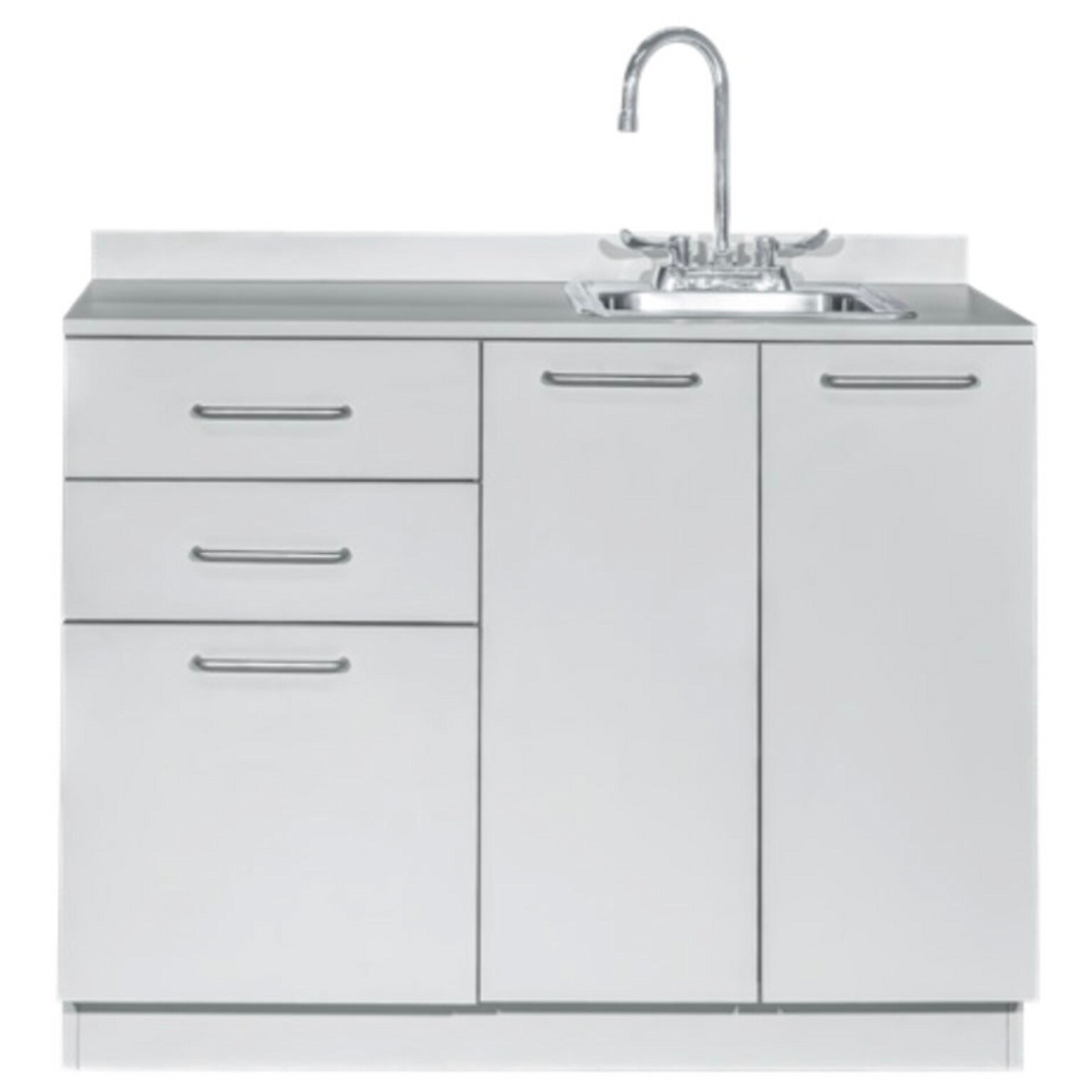 Viva Comfort 36.75H x 42W Exam Room Medical Cabinet With Sink, 2-Doors, 3-Drawers, Gray (ADIME902-BASE-42-RS-GRY-MK)