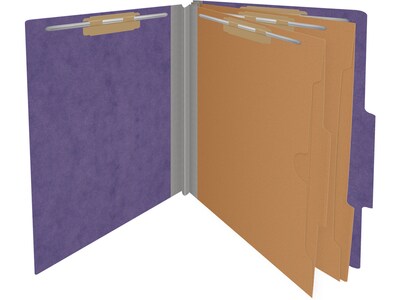 Medical Arts Press Pressboard Classification Folder, 2-Dividers, 2" Expansion, Letter Size, Purple, 10/Box (DV-T42-26-3PRP-PKT)