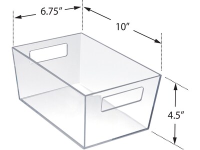 Azar Medium Open Lid Storage Tote, Clear, 4/Pack (556235)