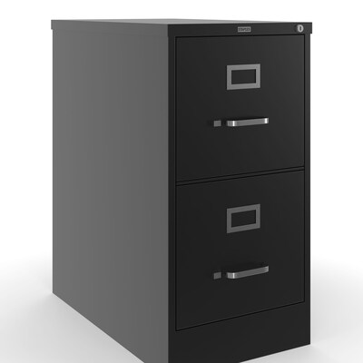 Quill Brand® 2-Drawer Vertical File Cabinet, Locking, Letter, Black, 25"D (25157D)