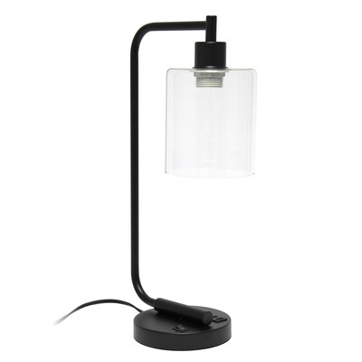 Creekwood Home Vintage Vantage 18.8" Minimalist Industrial Curved Arm Desk Lamp, Black (CWD-1016-BK)