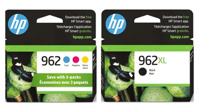 HP Original 962XL Black High-Yield Ink / 962 Tri-Color Standard Ink Cartridges (2-Pack)
