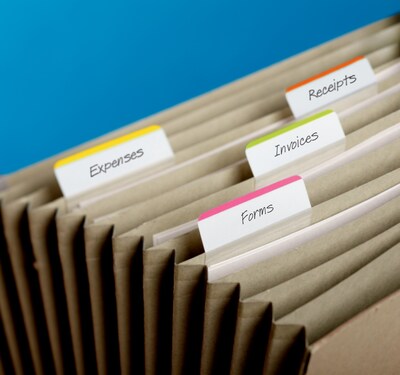 Post-it® Durable Filing Tabs, 2" Wide, 4 Assorted Colors, 24 Tabs/Pack (686F1BB)