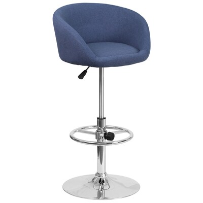 Flash Furniture Contemporary Fabric Adjustable Height Barstool with Back, Blue (CHTC31066LBLFAB)