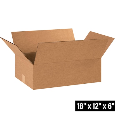 18 x 12 x 6 Standard Shipping Boxes, 32 ECT, Kraft, 25/Bundle (181206)
