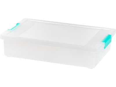 IRIS Stack & Pull Clear Plastic Storage Boxes with Gray Lid