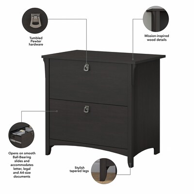 Bush Furniture Salinas Lateral File Cabinet, Vintage Black (SAF132VB-03)