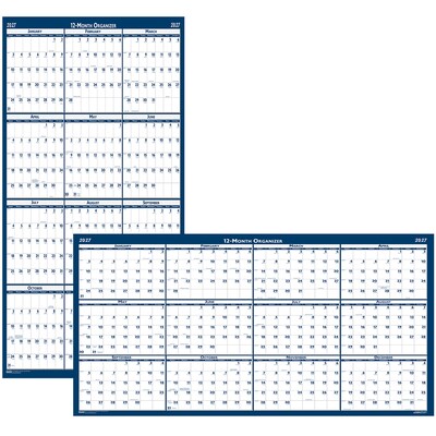 2027 House of Doolittle 18 x 24 Yearly Dry Erase Wall Calendar, Reversible, Blue (3960-27)