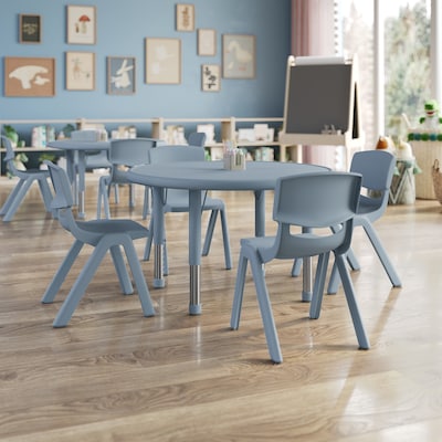 Flash Furniture Emmy 33 Round Activity Table Set, Height Adjustable, Dusty Blue (YCX73RNDTBDTBE)