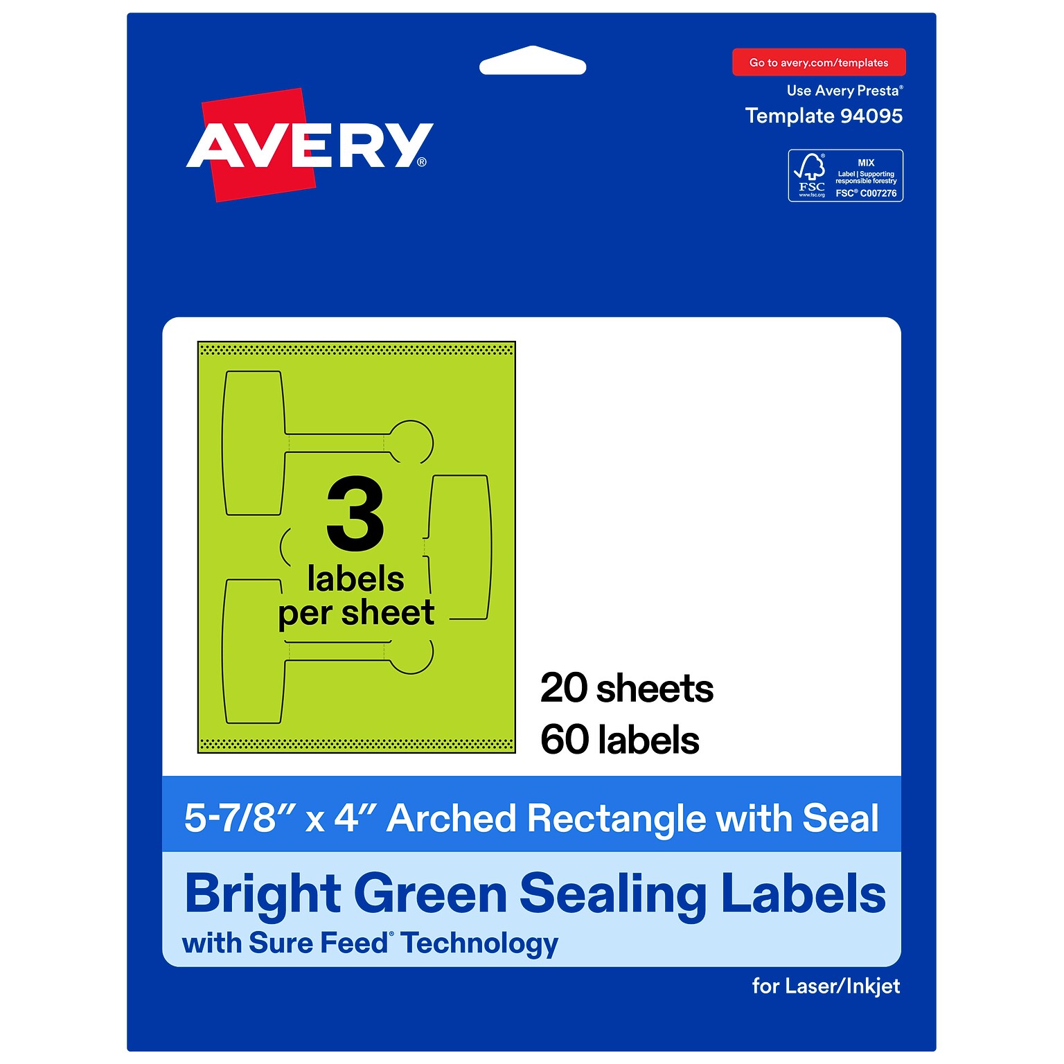 Avery Laser/Inkjet Multipurpose Labels, 5-7/8 x 4, Bright Green, 60 Labels/Pack (19479370785)