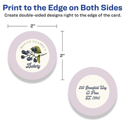 Avery Integrated Cards, 2" Dia., Matte Ivory, 600/Box (95268)