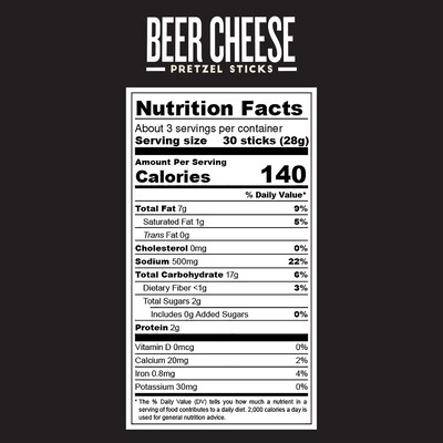 Pop Daddy Perrin Beer Cheese Seasoned Pretzel Sticks, 45 oz., 15/Pack (220-02549)