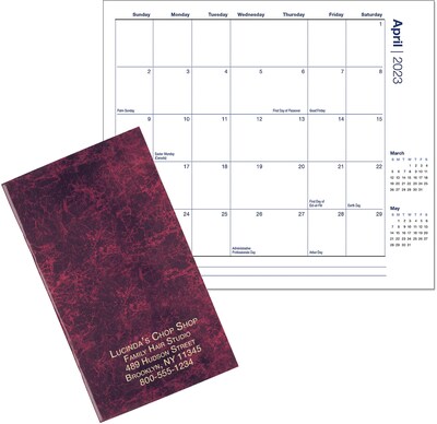 Custom Seam Marble Monthly Pocket Calendar