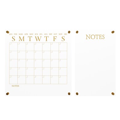 Martha Stewart Grayson Acrylic Gold Print Dry Erase Wall Calendar with Notes, 18" x 18" (BRACS284545G2CG)