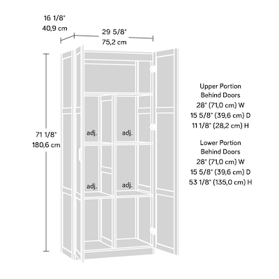 Sauder Select 71"H Storage Cabinet with 4 Shelves, Highland Oak (419188)